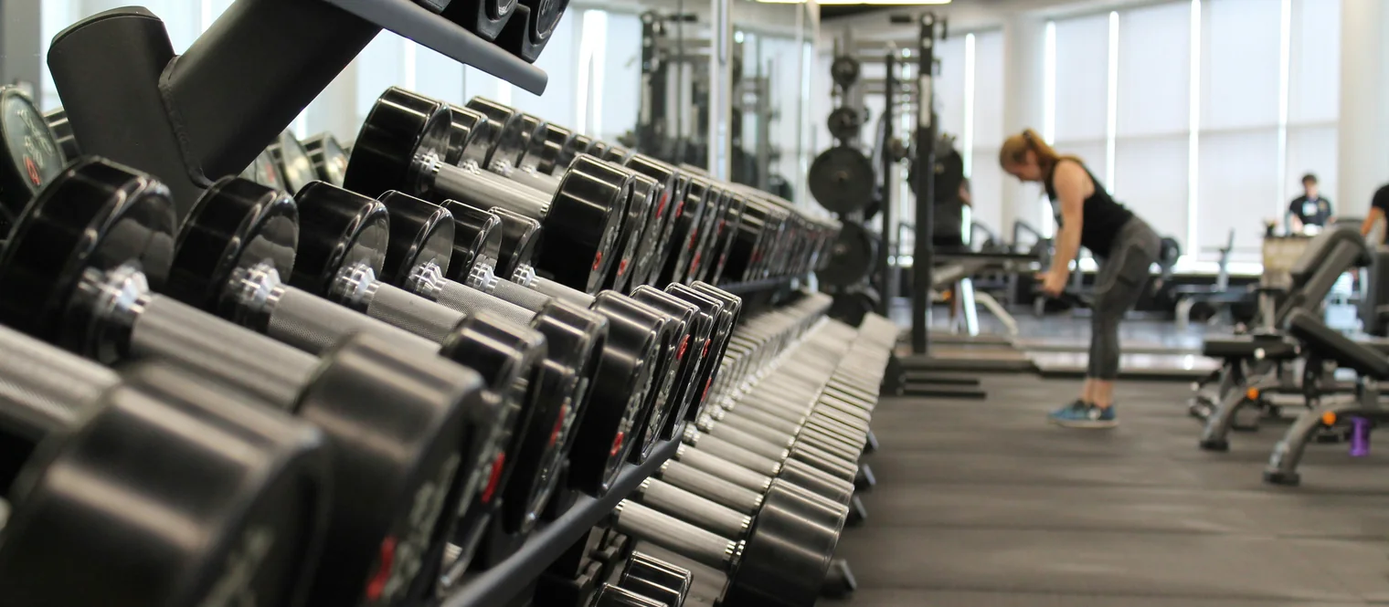 Dumbbell rack in a commercial gym