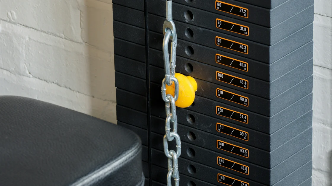 weight machine with the pin inserted