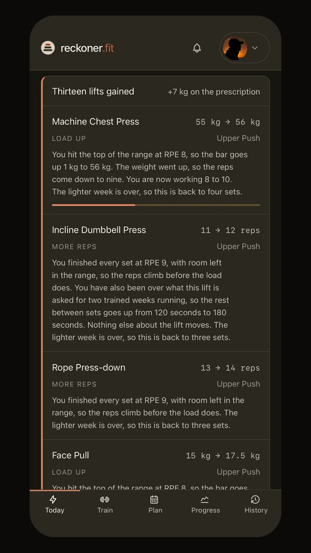What changed and why: thirteen lifts gained, with a paragraph explaining each change.